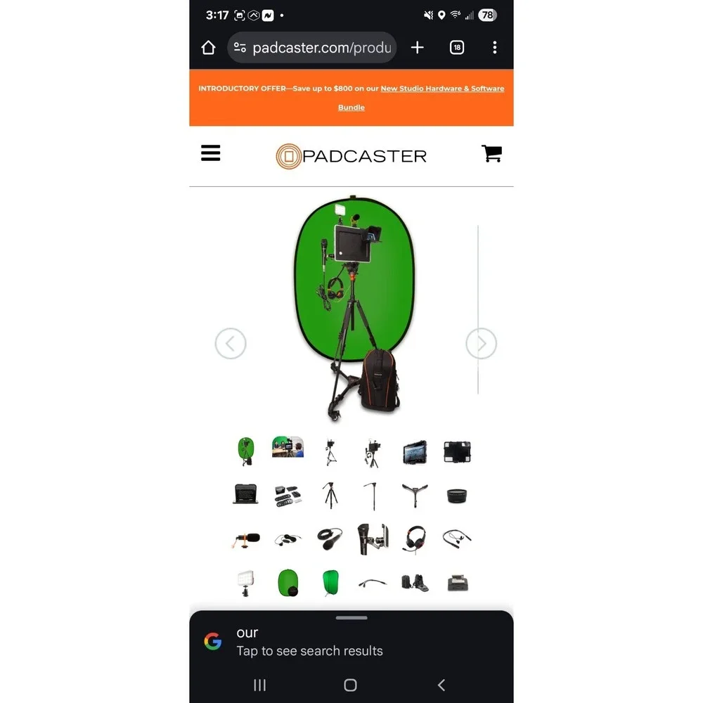 Padcaster Green‎ Screen, Includes Screen And Storage Bag #PCGREENSCREENKIT